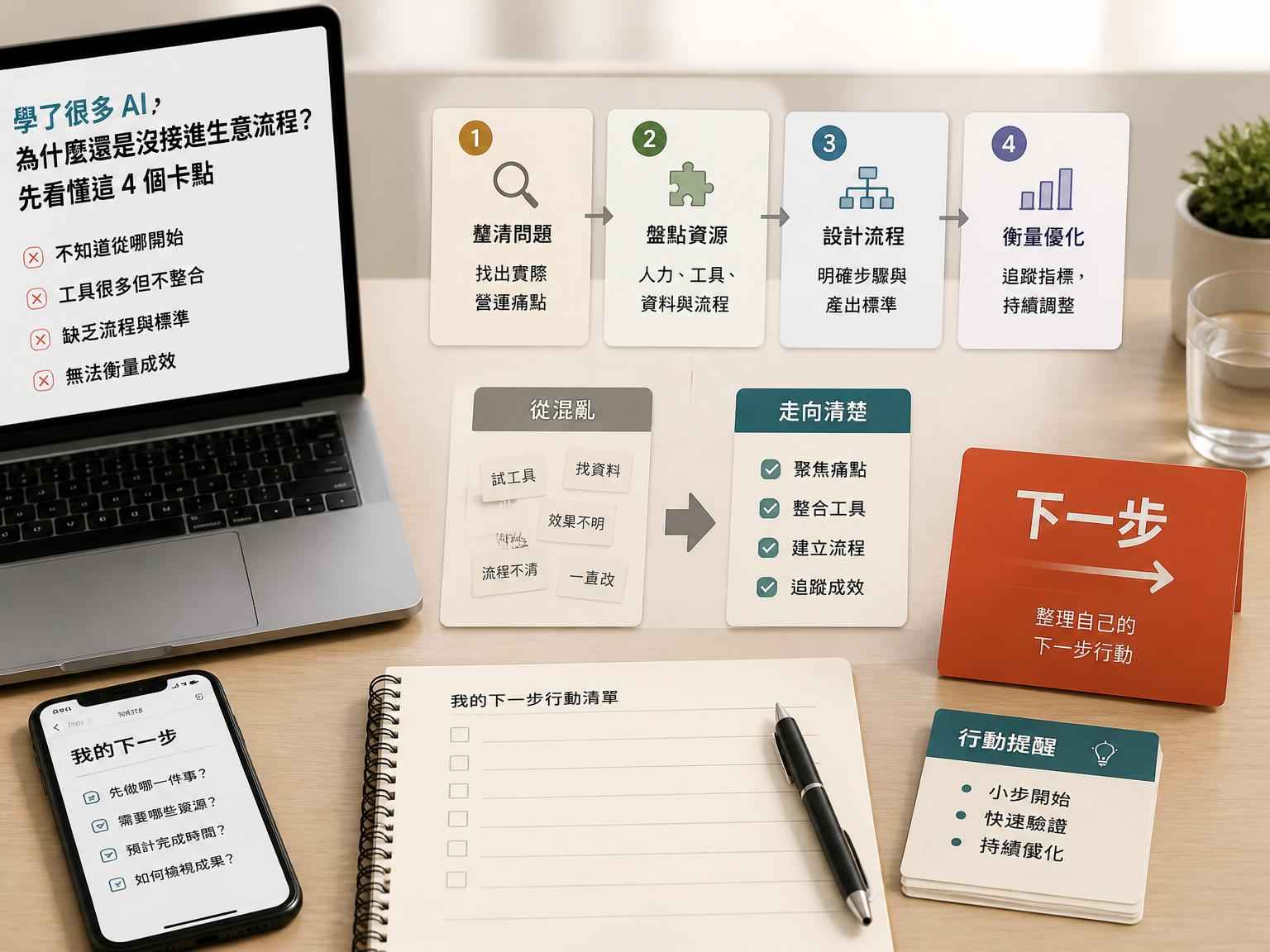 學了很多 AI，為什麼還是沒接進生意流程？先看懂這 4 個卡點｜CTA 前或文章收尾段落