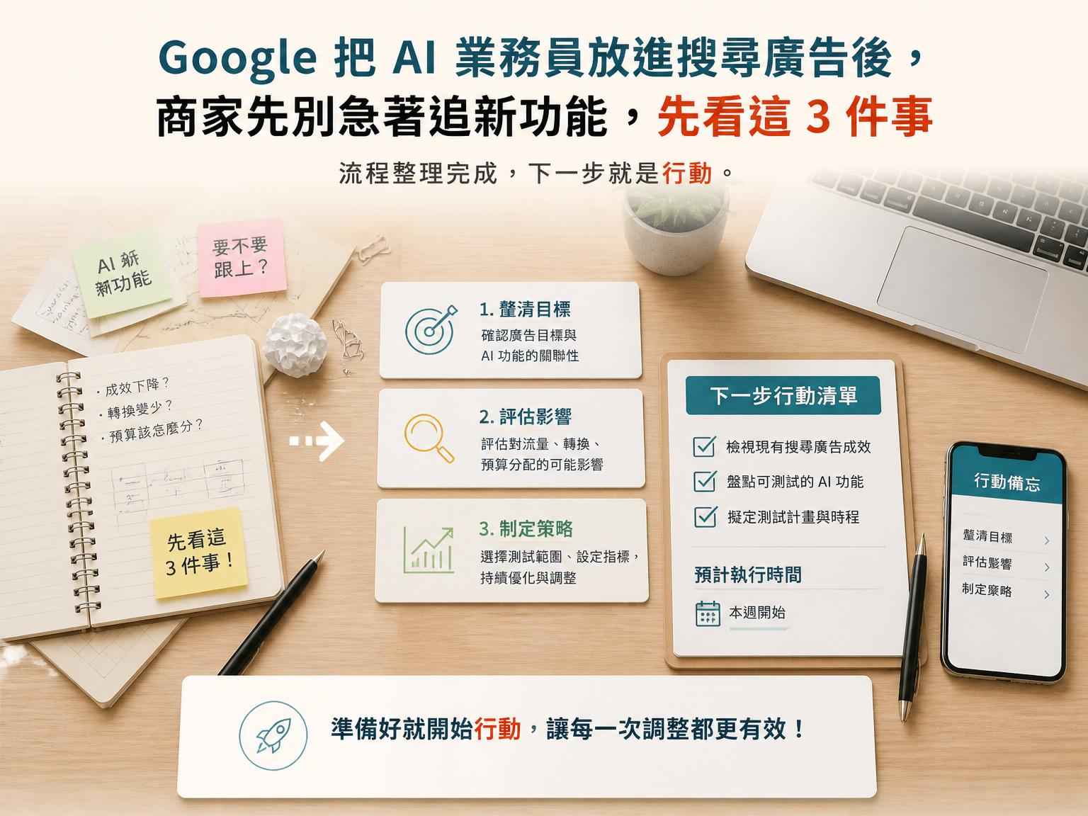 Google 把 AI 業務員放進搜尋廣告後，商家先別急著追新功能，先看這 3 件事｜CTA 前或文章收尾段落