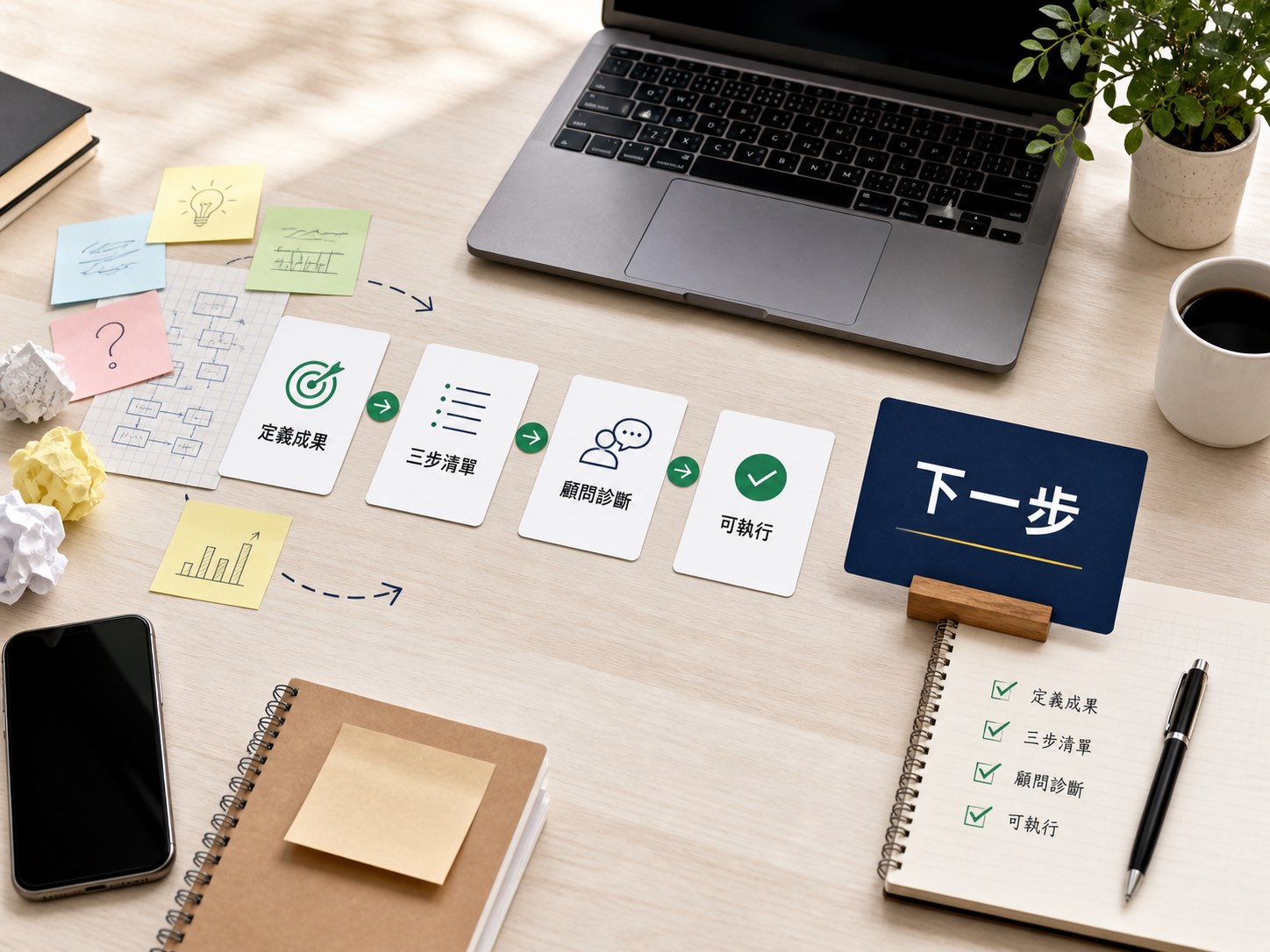 如何把 AI 接進工作流程？先定義成果，再用三步做出可執行清單｜CTA 前或文章收尾段落
