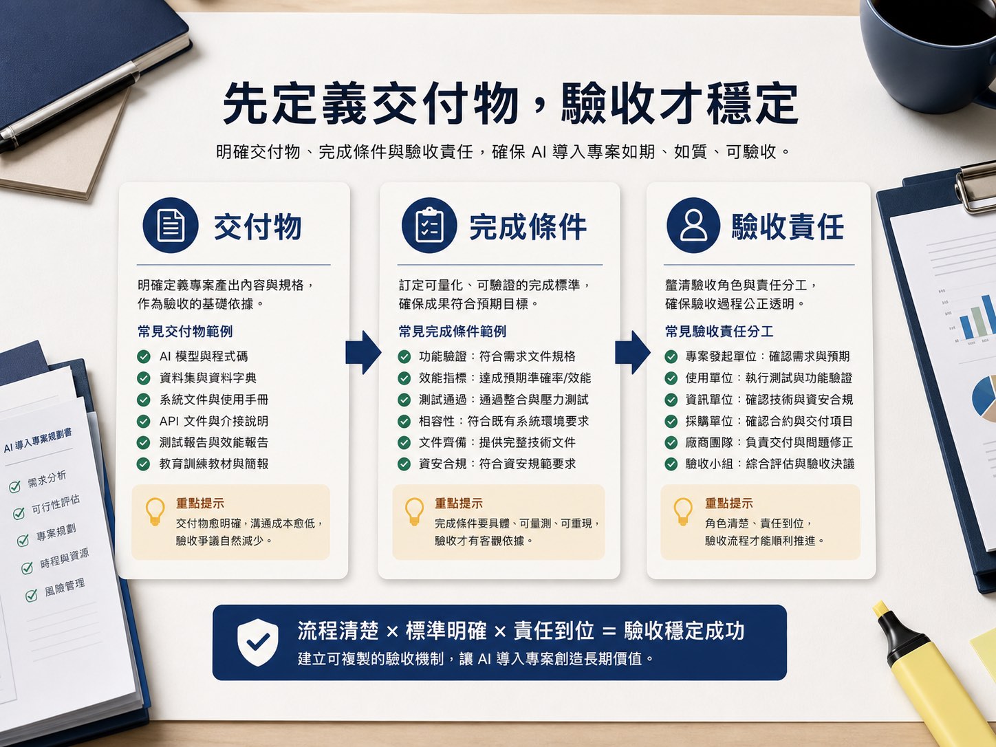 AI 導入流程怎麼驗收？先定義交付物，才能穩定生成｜定義交付物段落