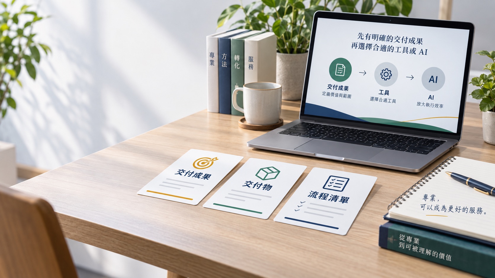 把專業變成好理解的方案：一張服務交付卡｜主題示意圖