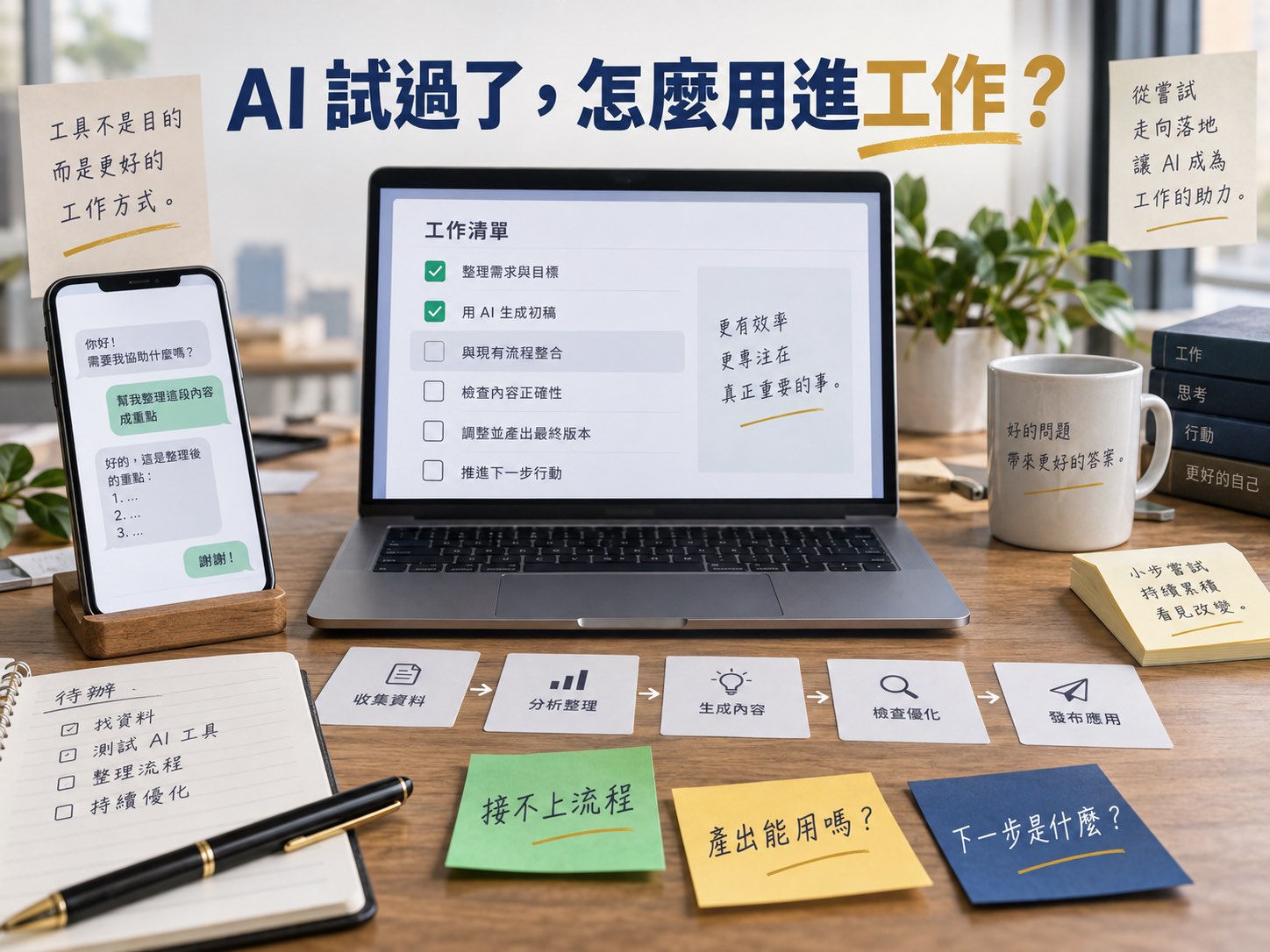 每天二十分鐘，第一週把 AI 用進一項工作：七天做出可用的產品介紹｜呈現讀者問題與卡點